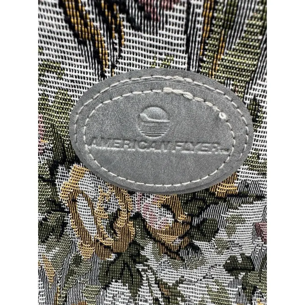 Vintage American Flyer Carry On Bag Purse Floral Tapestry Flowers